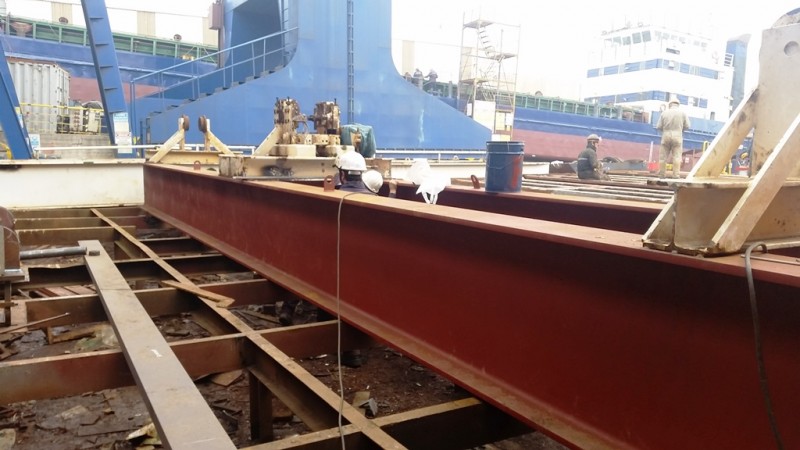 Crane on transport truck